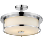 Savannah Semi Flush Ceiling Light - Chrome / Matte Opal