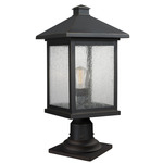 Portland Outdoor Pier Light with Traditional Base - Oil Rubbed Bronze / Clear Seedy