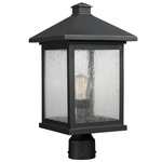 Portland Outdoor Post Light with Round Fitter - Oil Rubbed Bronze / Clear Seedy