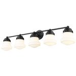 Vaughn Bathroom Vanity Light - Matte Black / Matte Opal