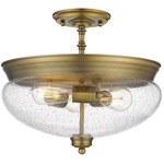 Amon Semi Flush Ceiling Light - Heritage Brass / Clear Seedy / Clear Seedy