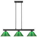 Cobalt Linear Acrylic Cone Shade Chandelier - Matte Black / Green