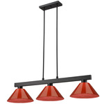 Cobalt Linear Acrylic Cone Shade Chandelier - Matte Black / Red