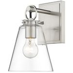 Harper Bathroom Vanity Sconce - Brushed Nickel / Clear