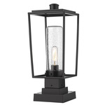 Sheridan Outdoor Pier Light with Square Stepped Base - Black / Clear Seedy
