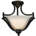 Lagoon Semi Flush Ceiling Light - Matte Black / Matte Opal
