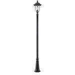Armstrong  Outdoor Post Light with Round Post/Hexagon Base - Black / Clear Water