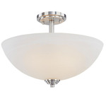 Cardinal Semi Flush Ceiling Light - Brushed Nickel / Matte Opal