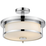 Savannah Semi Flush Ceiling Light - Chrome / Matte Opal