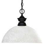 Shark Dome Pendant - Matte Black / White Linen