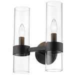 Datus Double Wall Sconce - Matte Black / Clear