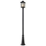 Holbrook Outdoor Post Light with Round Post/Hexagon Base - Black / White Seedy