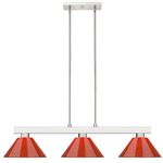 Cobalt Linear Acrylic Cone Shade Chandelier - Brushed Nickel / Red