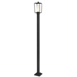 Sheridan Outdoor Post Light with Square Post/Stepped Base - Black / White Opal