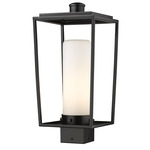 Sheridan Outdoor Post Light with Square Fitter - Black / White Opal