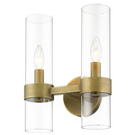 Datus Double Wall Sconce - Rubbed Brass / Clear