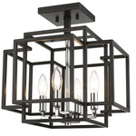 Titania Semi Flush Ceiling Light - Black / Chrome