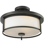 Savannah Semi Flush Ceiling Light - Bronze / Matte Opal