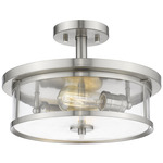 Savannah Semi Flush Ceiling Light - Brushed Nickel / Clear