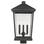 Beacon Outdoor Post Light with Square Fitter - Black / Clear Beveled
