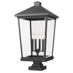 Beacon Outdoor Pier Light with Square Stepped Base - Black / Clear Beveled