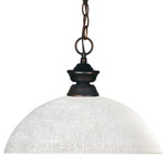 Riviera Classic Dome Glass Pendant - Olde Bronze / White Linen