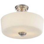 Lamina Semi Flush Ceiling Light - Brushed Nickel / Matte Opal