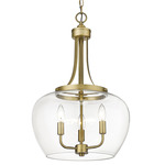 Joliet Dome Pendant - Olde Brass / Clear