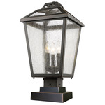 Bayland Outdoor Pier Light with Square Stepped Base - Oil Rubbed Bronze / Clear Seedy
