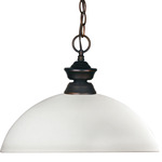 Riviera Classic Dome Glass Pendant - Olde Bronze / Matte Opal