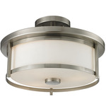 Savannah Semi Flush Ceiling Light - Brushed Nickel / Matte Opal