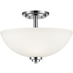 Ashton Bowl Semi Flush Ceiling Light - Chrome / Matte Opal