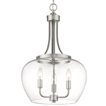 Joliet Dome Pendant - Brushed Nickel / Clear