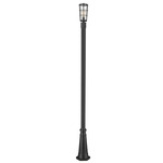 Helix Outdoor Post Light with Round Post/Hexagon Base - Black / Clear Seedy