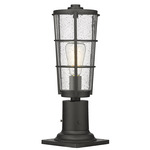 Helix Outdoor Pier Light with Simple Round Base - Black / Clear Seedy