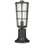Helix Outdoor Pier Light with Simple Round Base - Black / Clear Seedy