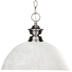 Shark Dome Pendant - Brushed Nickel / White Linen