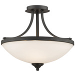 Bordeaux Semi Flush Ceiling Light - Bronze / Matte Opal