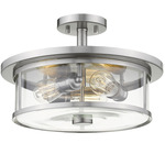 Savannah Semi Flush Ceiling Light - Brushed Nickel / Clear