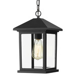 Portland Outdoor Pendant - Black / Clear Beveled