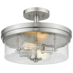 Bohin Semi Flush Ceiling Light - Brushed Nickel / Clear Seedy