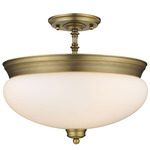 Amon Semi Flush Ceiling Light - Heritage Brass / Matte Opal / Matte Opal