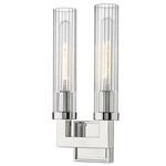 Beau Wall Sconce - Polished Nickel / Clear Ribbed