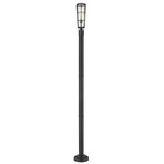 Helix Outdoor Post Light with Round Post/Stepped Base - Black / Clear Seedy