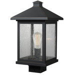 Portland Outdoor Post Light with Square Fitter - Oil Rubbed Bronze / Clear Seedy