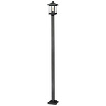 Portland Outdoor Post Light with Square Post/Stepped Base - Black / Clear Beveled