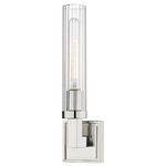 Beau Wall Light - Polished Nickel / Clear Ribbed