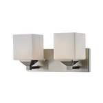 Quube Bathroom Vanity Light - Brushed Nickel / Matte Opal