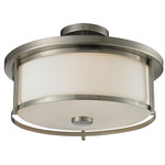 Savannah Semi Flush Ceiling Light - Brushed Nickel / Matte Opal