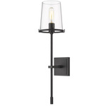 Callista Torch Wall Sconce - Matte Black / Clear